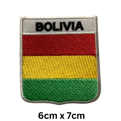 Shield Flag with Name Patch – Embroidered Iron On / Sew On Shield Shaped National Flag Badge with Country Name | All Countries | Badge for Jacket, Biker Vest, Backpack, Uniform (A-J)
