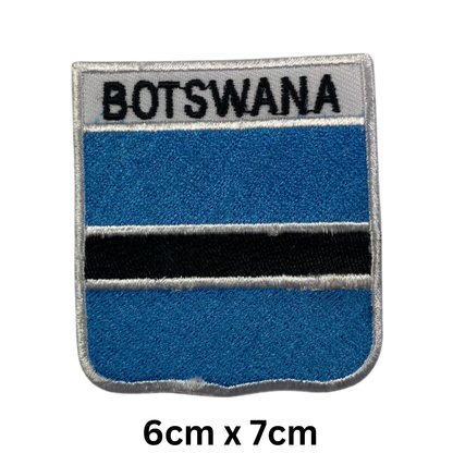 Shield Flag with Name Patch – Embroidered Iron On / Sew On Shield Shaped National Flag Badge with Country Name | All Countries | Badge for Jacket, Biker Vest, Backpack, Uniform (A-J)
