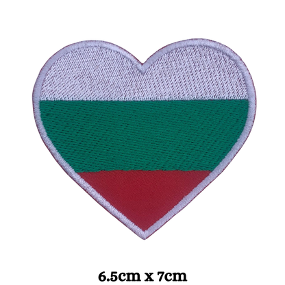Country Heart Flag Patch – Embroidered Iron On / Sew On Heart Shaped National Flag Badge | All Countries Available | Jackets, Bags, Hats – Gift for Heritage, Travel & Flag Lovers (A-J)