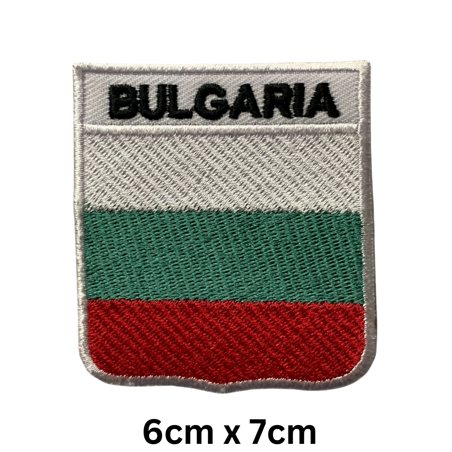 Shield Flag with Name Patch – Embroidered Iron On / Sew On Shield Shaped National Flag Badge with Country Name | All Countries | Badge for Jacket, Biker Vest, Backpack, Uniform (A-J)