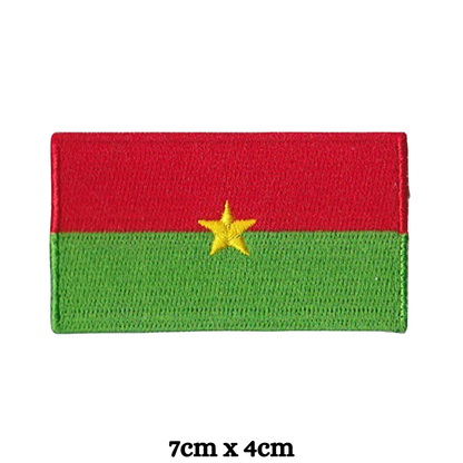 Burkina Faso Flag Embroidered Patch Set, Iron-On or Sew-On Applique Badges, Rectangle Shield Round Heart Shapes, for Jackets, Backpacks, Hats, Uniforms and Various Sizes