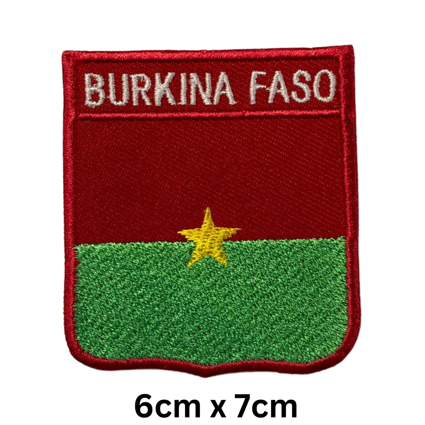 Shield Flag with Name Patch – Embroidered Iron On / Sew On Shield Shaped National Flag Badge with Country Name | All Countries | Badge for Jacket, Biker Vest, Backpack, Uniform (A-J)