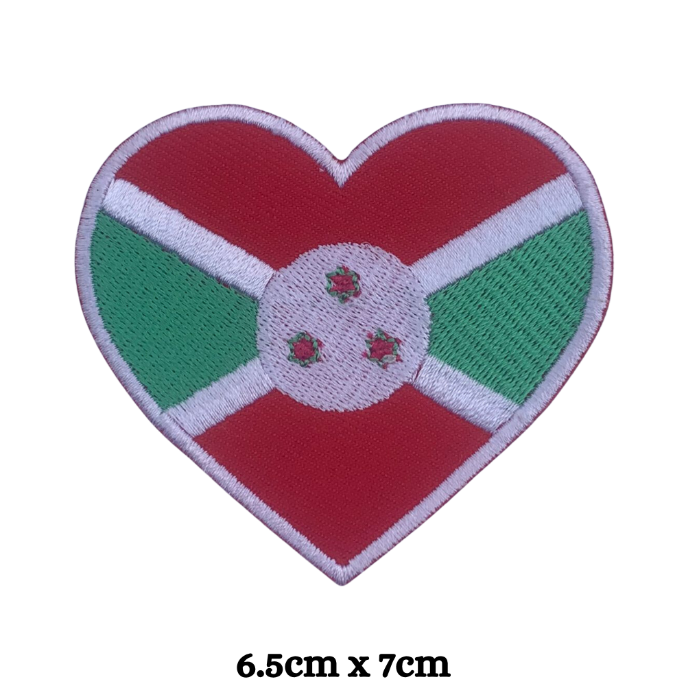 Country Heart Flag Patch – Embroidered Iron On / Sew On Heart Shaped National Flag Badge | All Countries Available | Jackets, Bags, Hats – Gift for Heritage, Travel & Flag Lovers (A-J)
