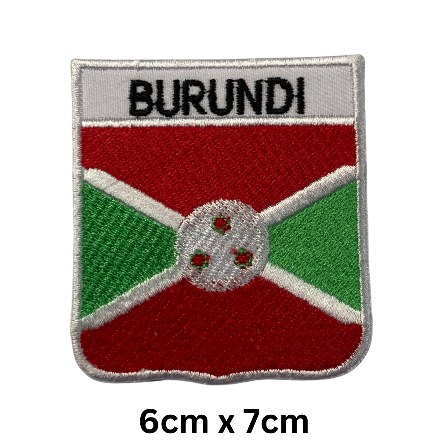 Shield Flag with Name Patch – Embroidered Iron On / Sew On Shield Shaped National Flag Badge with Country Name | All Countries | Badge for Jacket, Biker Vest, Backpack, Uniform (A-J)