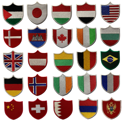 Shield Flag Patch – Embroidered Iron On / Sew On Shield Shaped National Flag Badge | All Countries Available | Heraldic Crest Patch for Jacket, Backpack, Biker Vest, Uniform – Choose Your Country (T-Z)