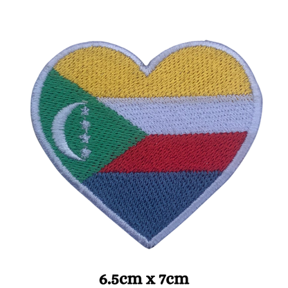 Country Heart Flag Patch – Embroidered Iron On / Sew On Heart Shaped National Flag Badge | All Countries Available | Jackets, Bags, Hats – Gift for Heritage, Travel & Flag Lovers (A-J)
