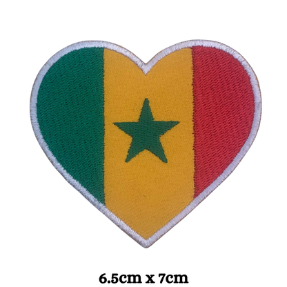 Country Heart Flag Patch – Embroidered Iron On / Sew On Heart Shaped National Flag Badge | All Countries Available | Jackets, Bags, Hats – Gift for Heritage, Travel & Flag Lovers (A-J)