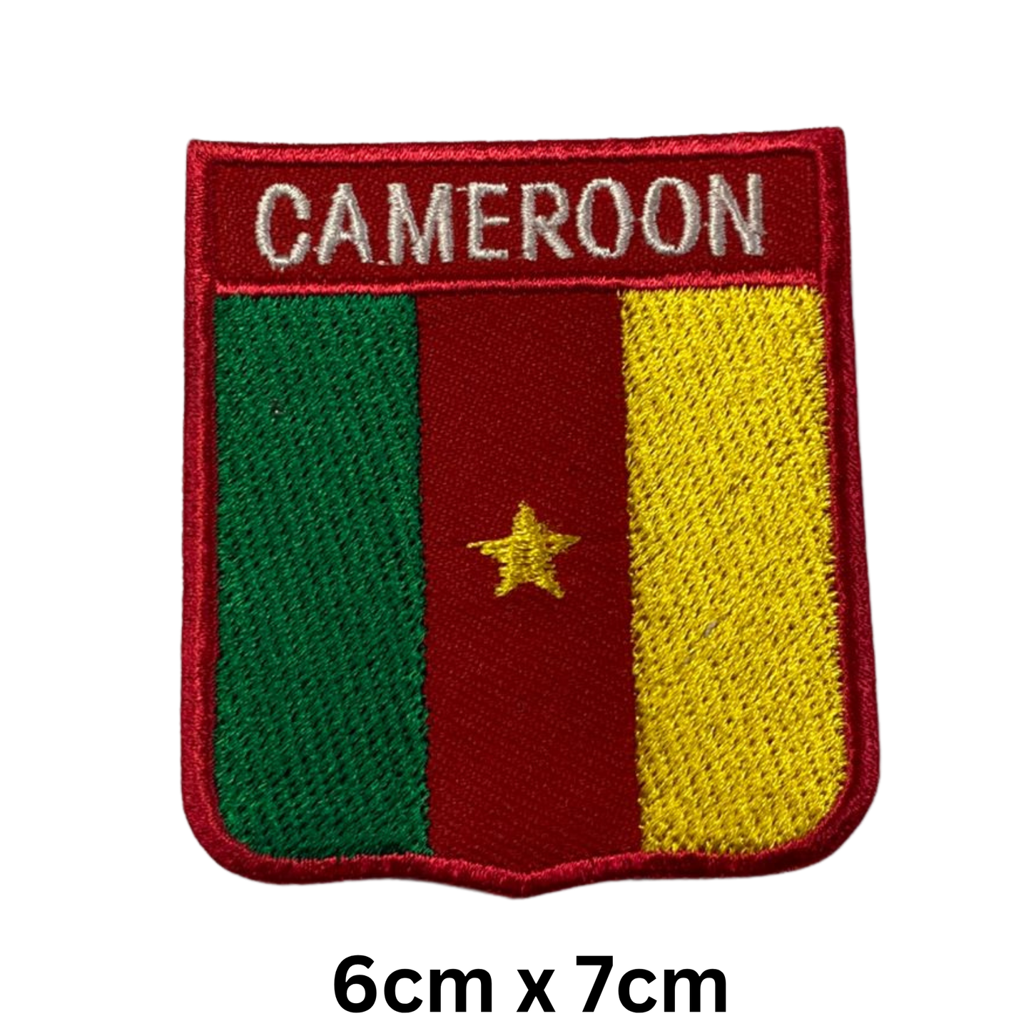 Shield Flag with Name Patch – Embroidered Iron On / Sew On Shield Shaped National Flag Badge with Country Name | All Countries | Badge for Jacket, Biker Vest, Backpack, Uniform (A-J)