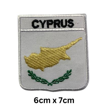 Shield Flag with Name Patch – Embroidered Iron On / Sew On Shield Shaped National Flag Badge with Country Name | All Countries | Badge for Jacket, Biker Vest, Backpack, Uniform (A-J)