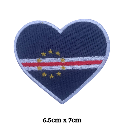 Country Heart Flag Patch – Embroidered Iron On / Sew On Heart Shaped National Flag Badge | All Countries Available | Jackets, Bags, Hats – Gift for Heritage, Travel & Flag Lovers (A-J)