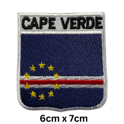 Shield Flag with Name Patch – Embroidered Iron On / Sew On Shield Shaped National Flag Badge with Country Name | All Countries | Badge for Jacket, Biker Vest, Backpack, Uniform (A-J)