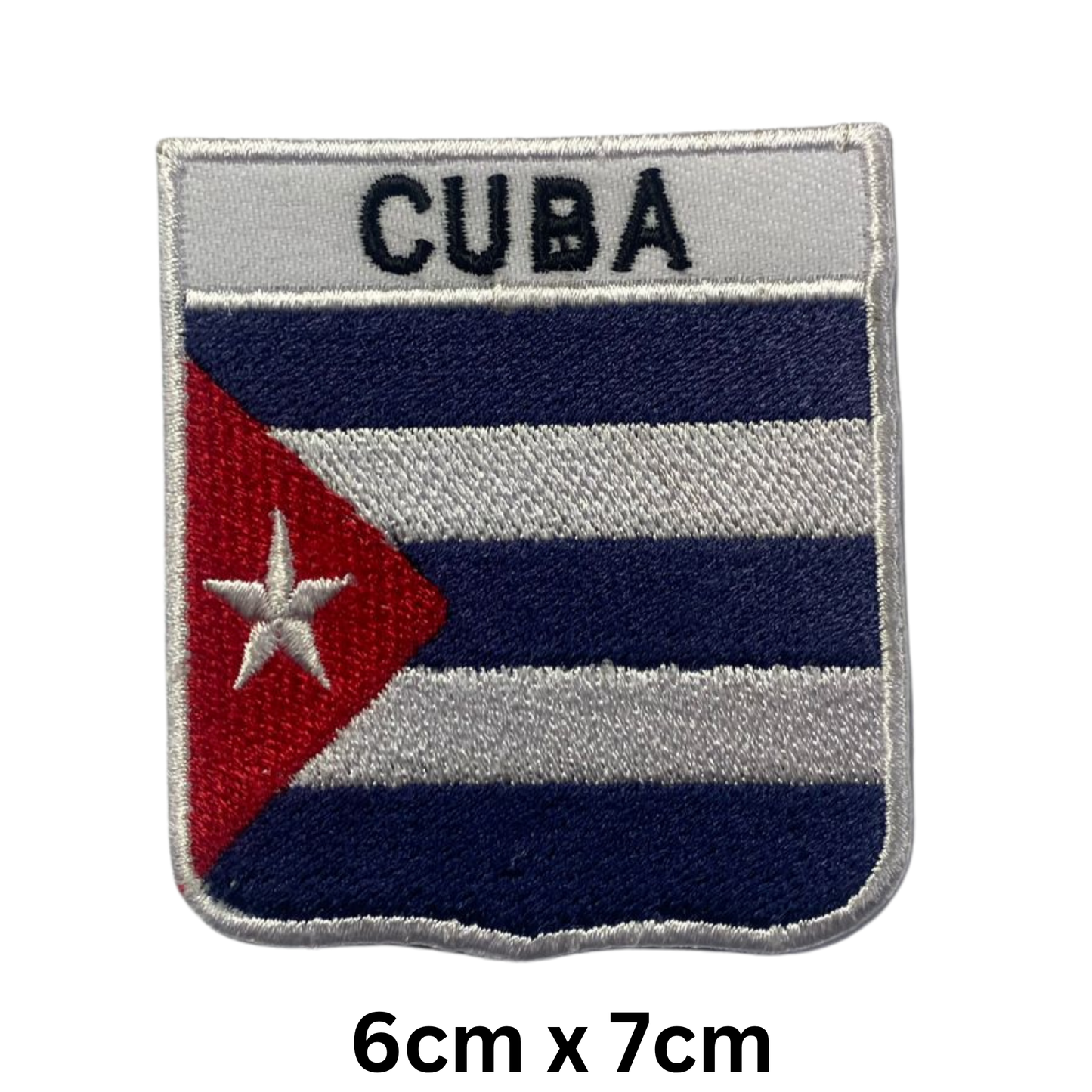 Shield Flag with Name Patch – Embroidered Iron On / Sew On Shield Shaped National Flag Badge with Country Name | All Countries | Badge for Jacket, Biker Vest, Backpack, Uniform (A-J)