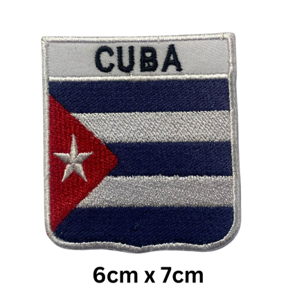Shield Flag with Name Patch – Embroidered Iron On / Sew On Shield Shaped National Flag Badge with Country Name | All Countries | Badge for Jacket, Biker Vest, Backpack, Uniform (A-J)