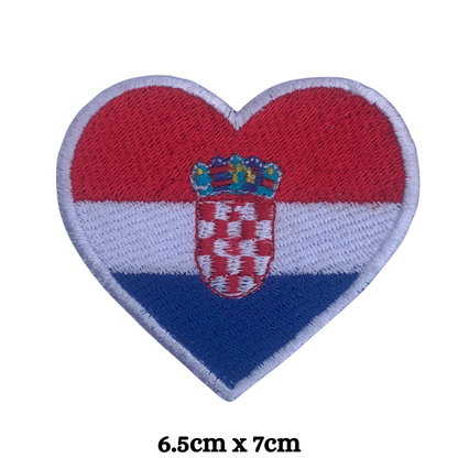 Country Heart Flag Patch – Embroidered Iron On / Sew On Heart Shaped National Flag Badge | All Countries Available | Jackets, Bags, Hats – Gift for Heritage, Travel & Flag Lovers (A-J)
