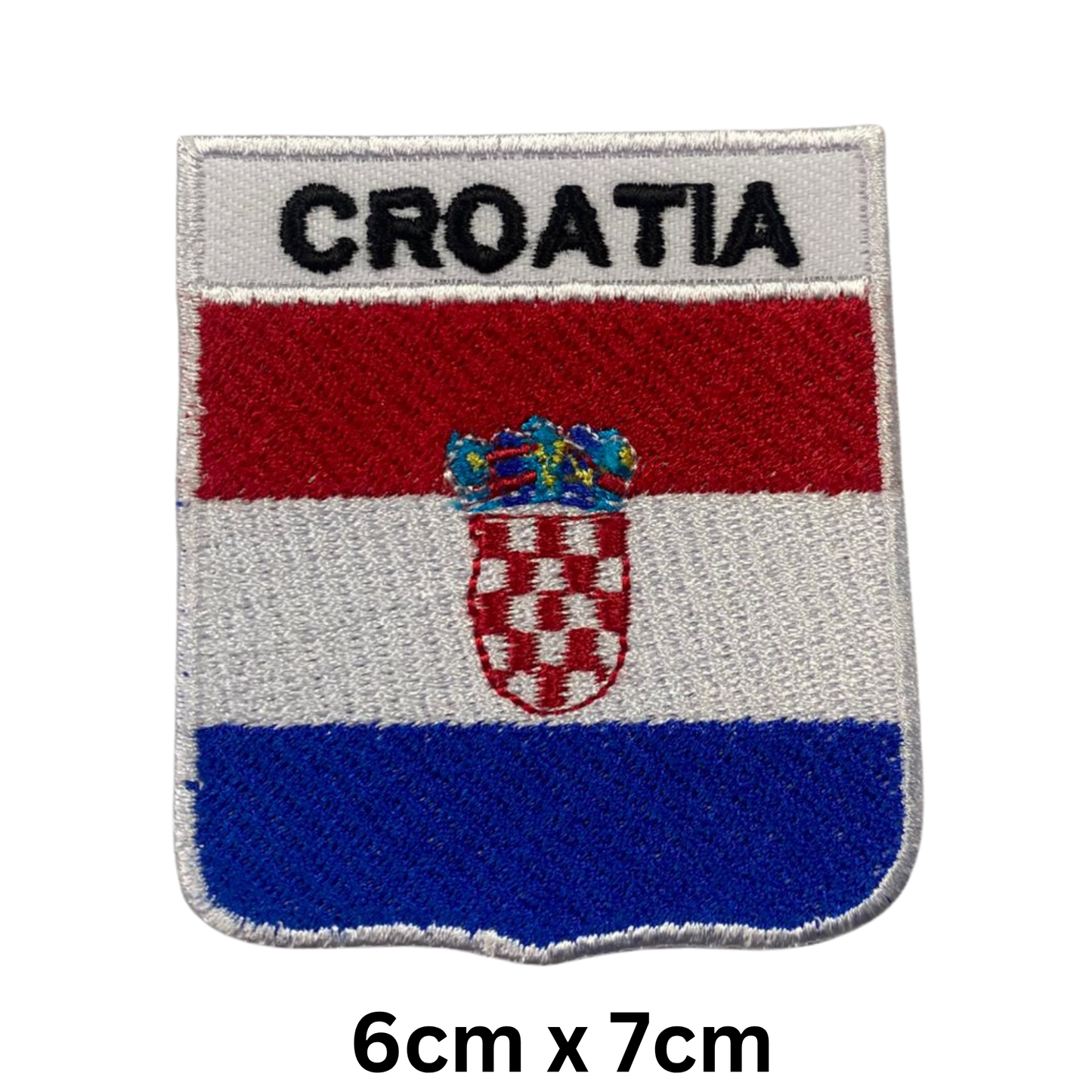 Shield Flag with Name Patch – Embroidered Iron On / Sew On Shield Shaped National Flag Badge with Country Name | All Countries | Badge for Jacket, Biker Vest, Backpack, Uniform (A-J)