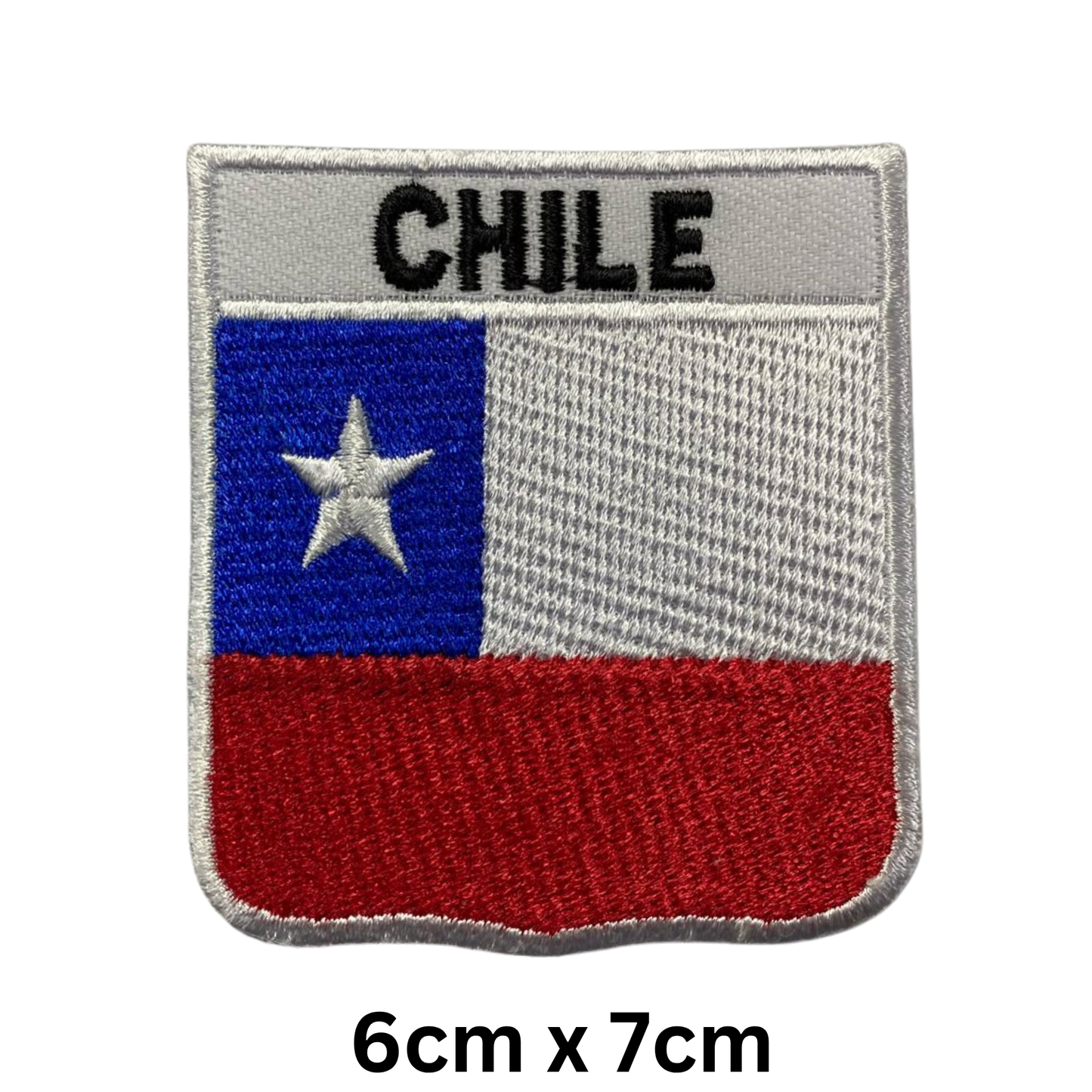 Shield Flag with Name Patch – Embroidered Iron On / Sew On Shield Shaped National Flag Badge with Country Name | All Countries | Badge for Jacket, Biker Vest, Backpack, Uniform (A-J)