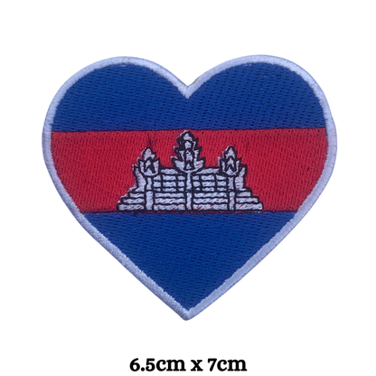 Country Heart Flag Patch – Embroidered Iron On / Sew On Heart Shaped National Flag Badge | All Countries Available | Jackets, Bags, Hats – Gift for Heritage, Travel & Flag Lovers (A-J)