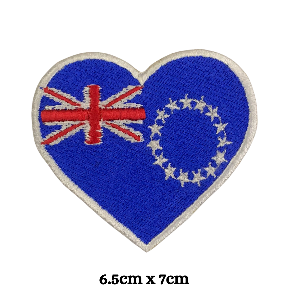 Country Heart Flag Patch – Embroidered Iron On / Sew On Heart Shaped National Flag Badge | All Countries Available | Jackets, Bags, Hats – Gift for Heritage, Travel & Flag Lovers (A-J)