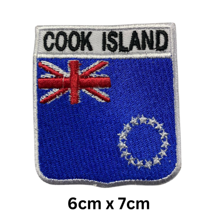Shield Flag with Name Patch – Embroidered Iron On / Sew On Shield Shaped National Flag Badge with Country Name | All Countries | Badge for Jacket, Biker Vest, Backpack, Uniform (A-J)