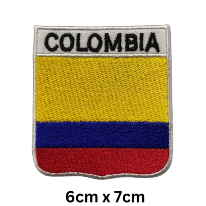 Shield Flag with Name Patch – Embroidered Iron On / Sew On Shield Shaped National Flag Badge with Country Name | All Countries | Badge for Jacket, Biker Vest, Backpack, Uniform (A-J)