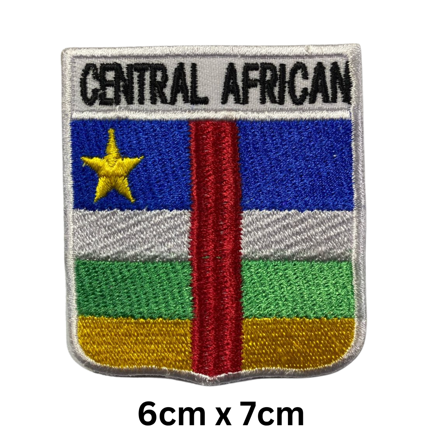 Shield Flag with Name Patch – Embroidered Iron On / Sew On Shield Shaped National Flag Badge with Country Name | All Countries | Badge for Jacket, Biker Vest, Backpack, Uniform (A-J)