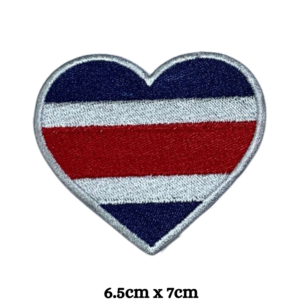 Country Heart Flag Patch – Embroidered Iron On / Sew On Heart Shaped National Flag Badge | All Countries Available | Jackets, Bags, Hats – Gift for Heritage, Travel & Flag Lovers (A-J)