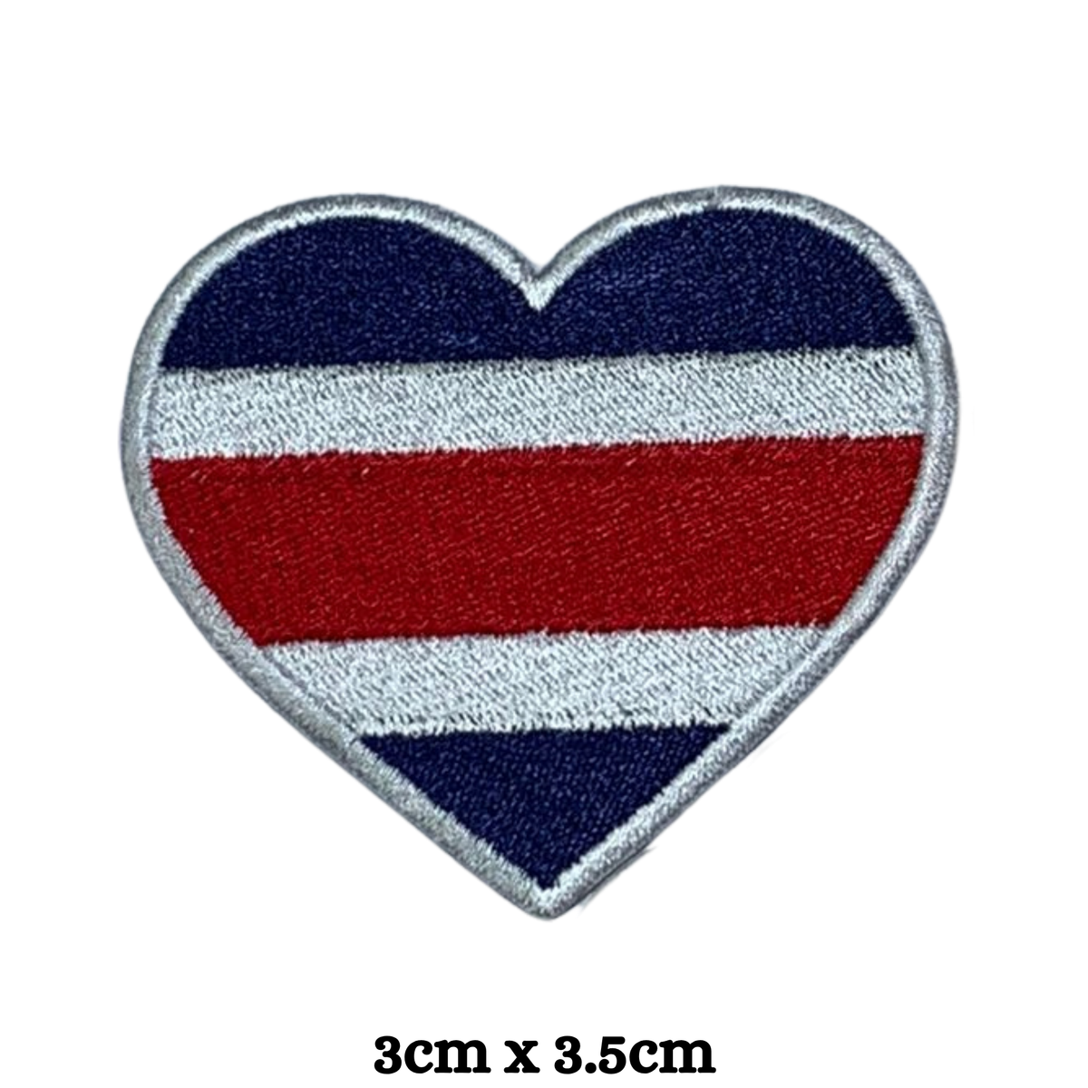 Costa Rica Flag Embroidered Patch Set, Iron-On or Sew-On Applique Badges, Rectangle Shield Round Heart Shapes, for Jackets, Backpacks, Hats, Uniforms and Various Sizes