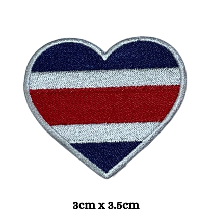 Costa Rica Flag Embroidered Patch Set, Iron-On or Sew-On Applique Badges, Rectangle Shield Round Heart Shapes, for Jackets, Backpacks, Hats, Uniforms and Various Sizes