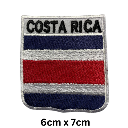 Shield Flag with Name Patch – Embroidered Iron On / Sew On Shield Shaped National Flag Badge with Country Name | All Countries | Badge for Jacket, Biker Vest, Backpack, Uniform (A-J)