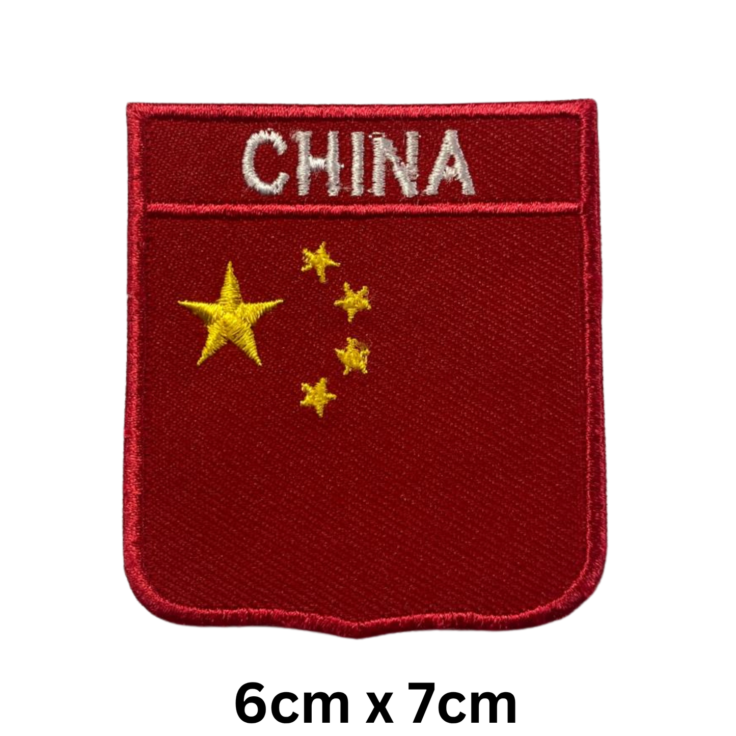 Shield Flag with Name Patch – Embroidered Iron On / Sew On Shield Shaped National Flag Badge with Country Name | All Countries | Badge for Jacket, Biker Vest, Backpack, Uniform (A-J)