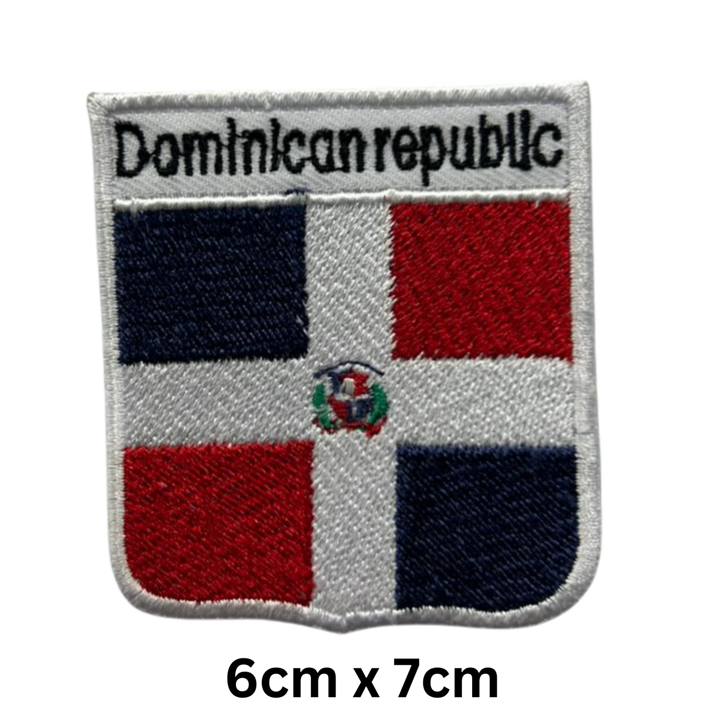 Shield Flag with Name Patch – Embroidered Iron On / Sew On Shield Shaped National Flag Badge with Country Name | All Countries | Badge for Jacket, Biker Vest, Backpack, Uniform (A-J)