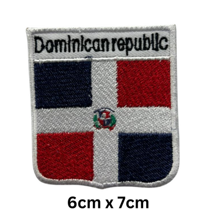 Shield Flag with Name Patch – Embroidered Iron On / Sew On Shield Shaped National Flag Badge with Country Name | All Countries | Badge for Jacket, Biker Vest, Backpack, Uniform (A-J)