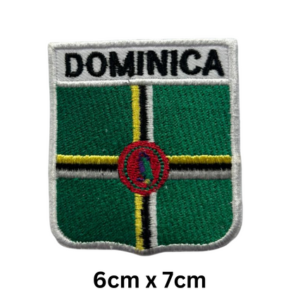 Shield Flag with Name Patch – Embroidered Iron On / Sew On Shield Shaped National Flag Badge with Country Name | All Countries | Badge for Jacket, Biker Vest, Backpack, Uniform (A-J)