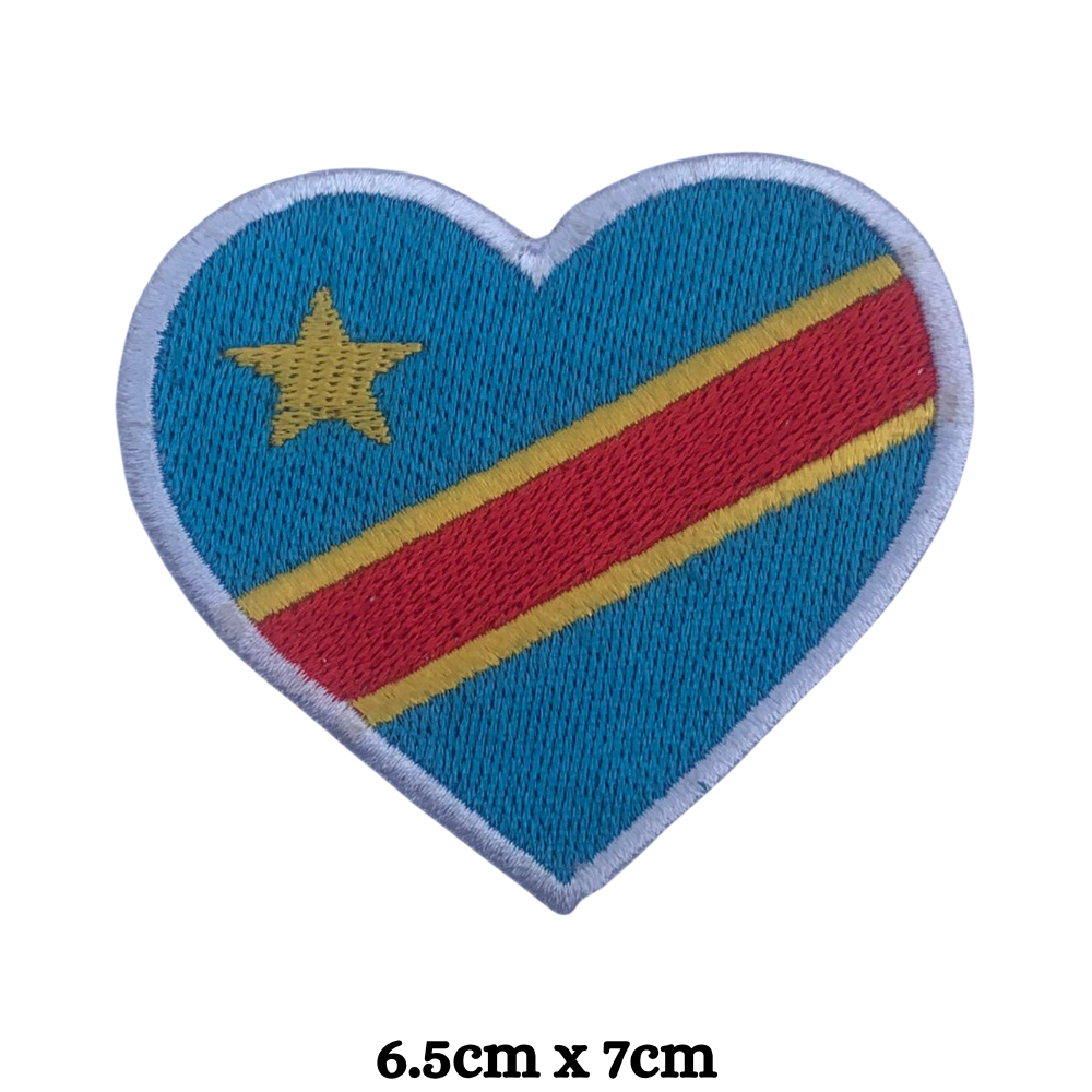 Country Heart Flag Patch – Embroidered Iron On / Sew On Heart Shaped National Flag Badge | All Countries Available | Jackets, Bags, Hats – Gift for Heritage, Travel & Flag Lovers (A-J)