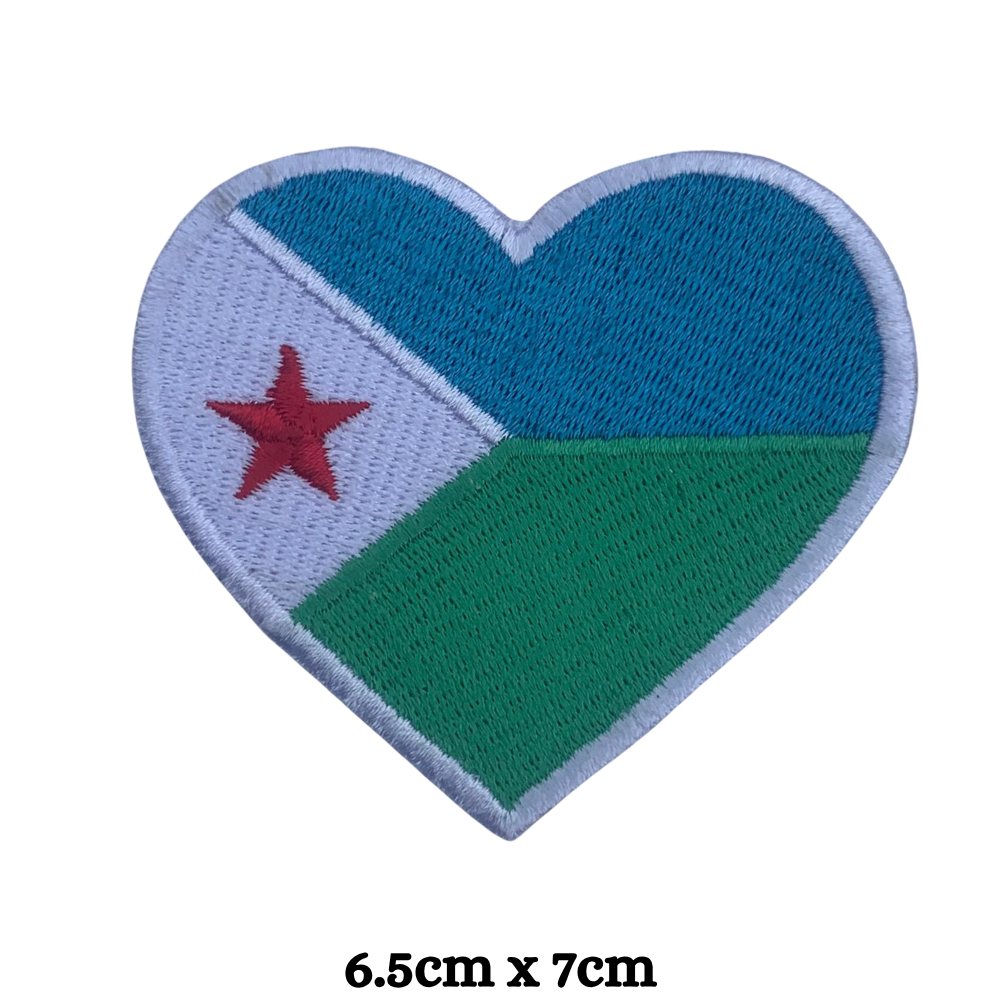 Country Heart Flag Patch – Embroidered Iron On / Sew On Heart Shaped National Flag Badge | All Countries Available | Jackets, Bags, Hats – Gift for Heritage, Travel & Flag Lovers (A-J)