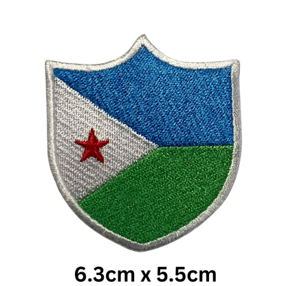 Shield Flag Patch – Embroidered Iron On / Sew On Shield Shaped National Flag Badge | All Countries Available | Heraldic Crest Patch for Jacket, Backpack, Biker Vest, Uniform – Choose Your Country (A-J)