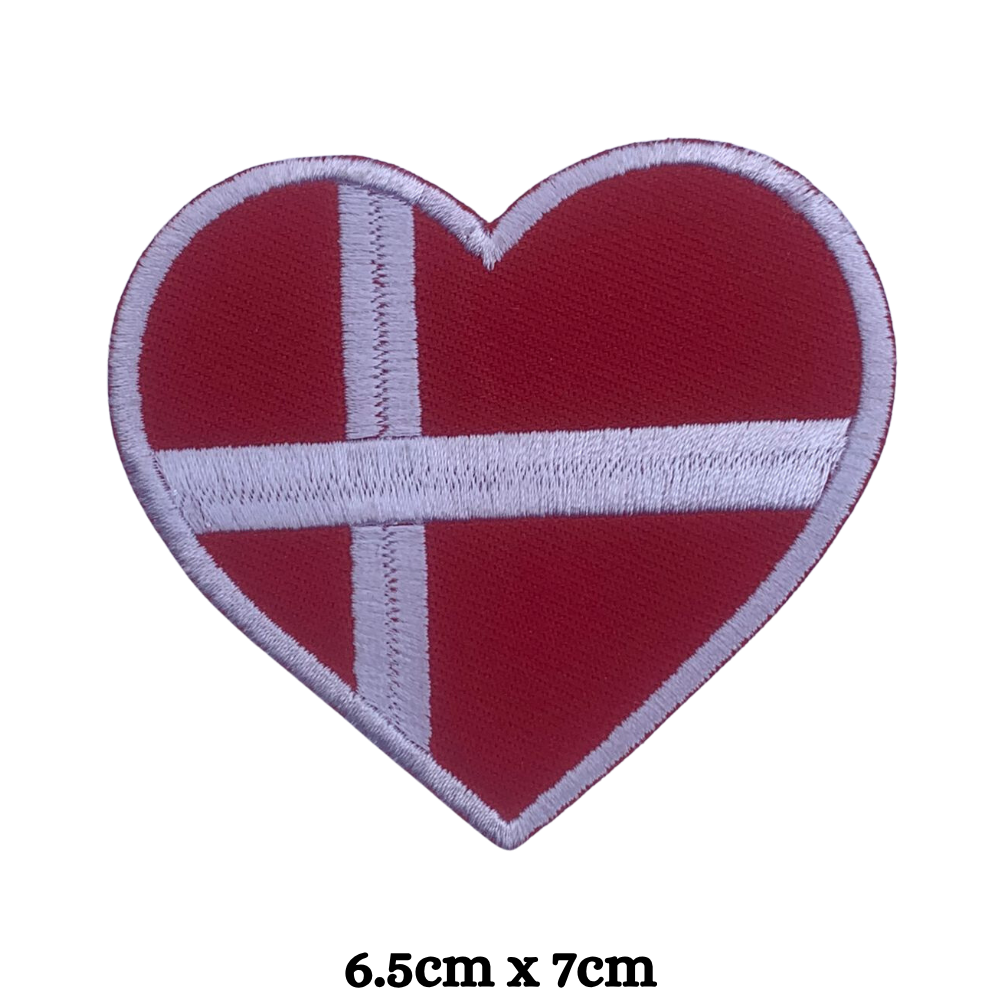 Country Heart Flag Patch – Embroidered Iron On / Sew On Heart Shaped National Flag Badge | All Countries Available | Jackets, Bags, Hats – Gift for Heritage, Travel & Flag Lovers (A-J)