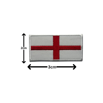 England Flag Embroidered Patches, Iron-On/Sew-On Applique, Shield, Round, Heart and Rectangle UK Flag Badges for Jackets, Bags, Uniforms, Various Sizes