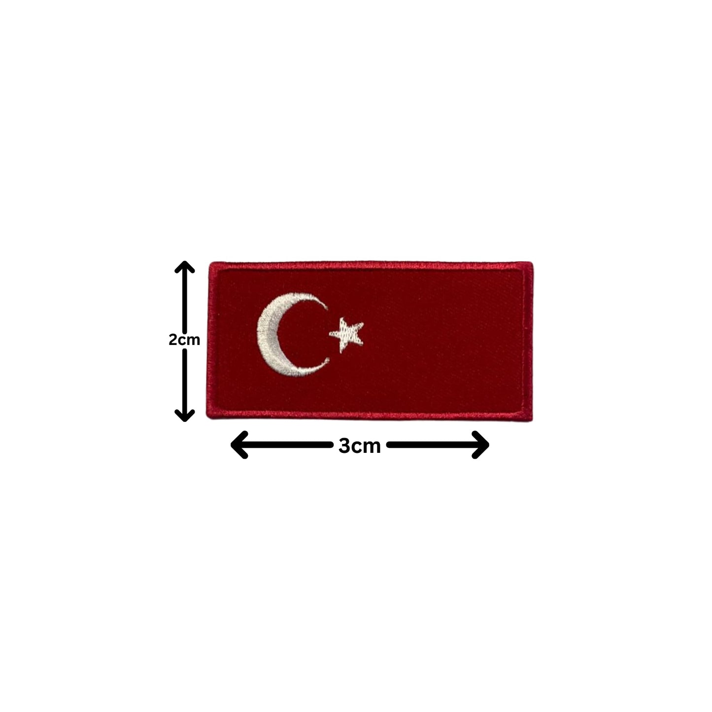 BeBuz Turkey Flag Embroidered Patches, Iron-On/Sew-On Applique, Shield, Round, Heart and Rectangle Flag Badges for Jackets, Bags, Uniforms, Various Sizes