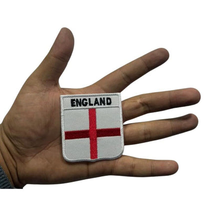 England Flag Embroidered Patches, Iron-On/Sew-On Applique, Shield, Round, Heart and Rectangle UK Flag Badges for Jackets, Bags, Uniforms, Various Sizes