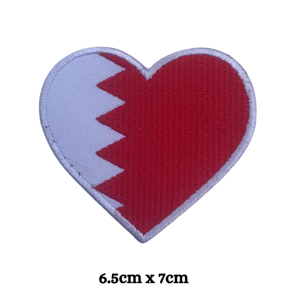 Bahrain Flag Embroidered Patches, Iron-On/Sew-On Applique, Shield, Round, Heart and Rectangle Flag Badges for Jackets, Bags, Uniforms, Various Sizes