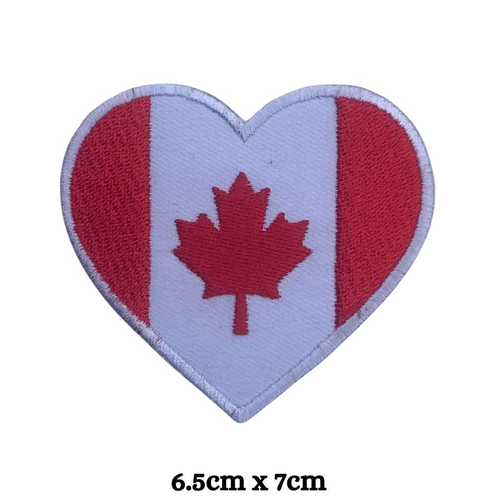 Canada Flag Embroidered Patches, Iron-On/Sew-On Applique, Shield, Round, Heart and Rectangle Flag Badges for Jackets, Bags, Uniforms, Various Sizes