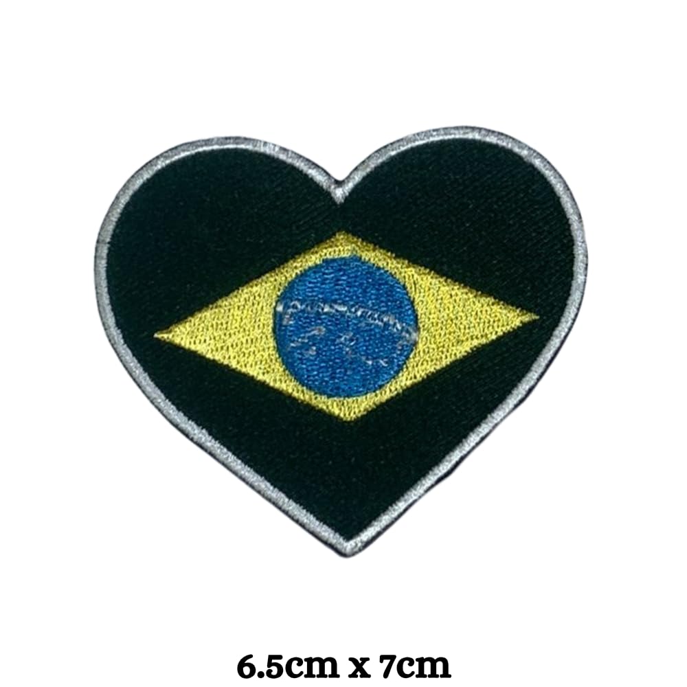Brazil Flag Embroidered Patches, Iron-On/Sew-On Applique, Shield, Round, Heart and Rectangle Flag Badges for Jackets, Bags, Uniforms, Various Sizes