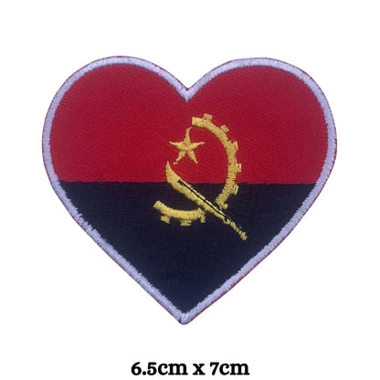 Angola Flag Embroidered Patches, Iron-On/Sew-On Applique, Shield, Round, Heart and Rectangle Flag Badges for Jackets, Bags, Uniforms, Various Sizes