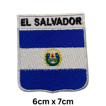 Shield Flag with Name Patch – Embroidered Iron On / Sew On Shield Shaped National Flag Badge with Country Name | All Countries | Badge for Jacket, Biker Vest, Backpack, Uniform (A-J)