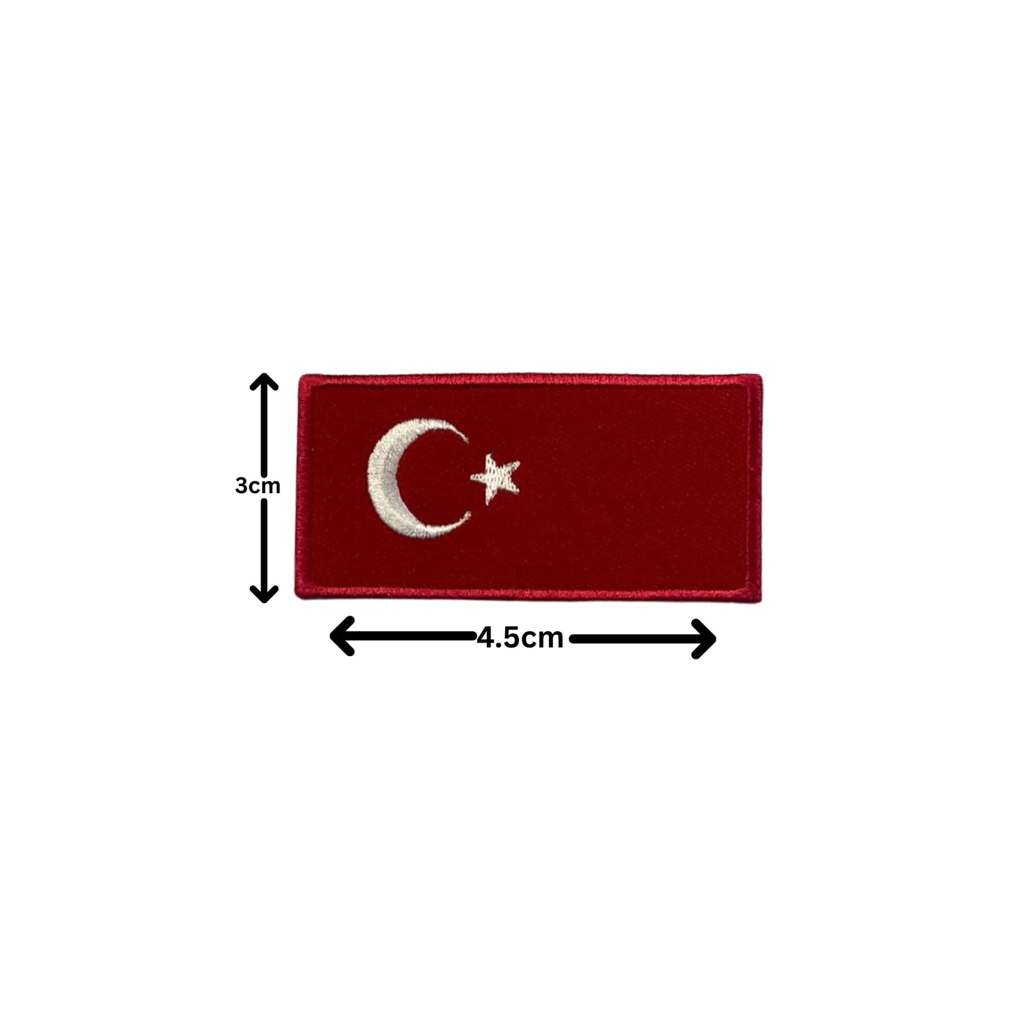 BeBuz Turkey Flag Embroidered Patches, Iron-On/Sew-On Applique, Shield, Round, Heart and Rectangle Flag Badges for Jackets, Bags, Uniforms, Various Sizes