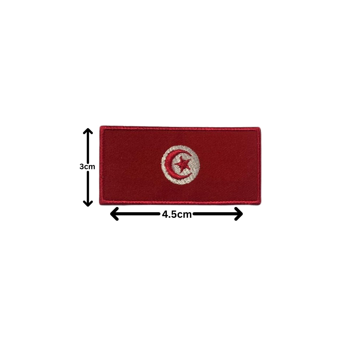 Tunisia Flag Embroidered Patches, Iron-On/Sew-On Applique, Shield, Round, Heart and Rectangle Flag Badges for Jackets, Bags, Uniforms, Various Sizes