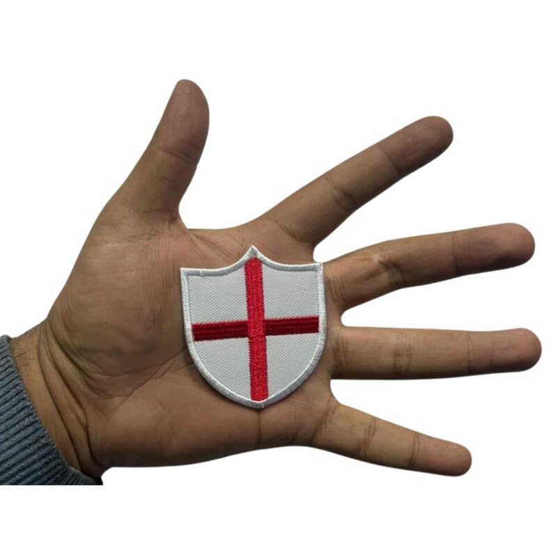 England Flag Embroidered Patches, Iron-On/Sew-On Applique, Shield, Round, Heart and Rectangle UK Flag Badges for Jackets, Bags, Uniforms, Various Sizes