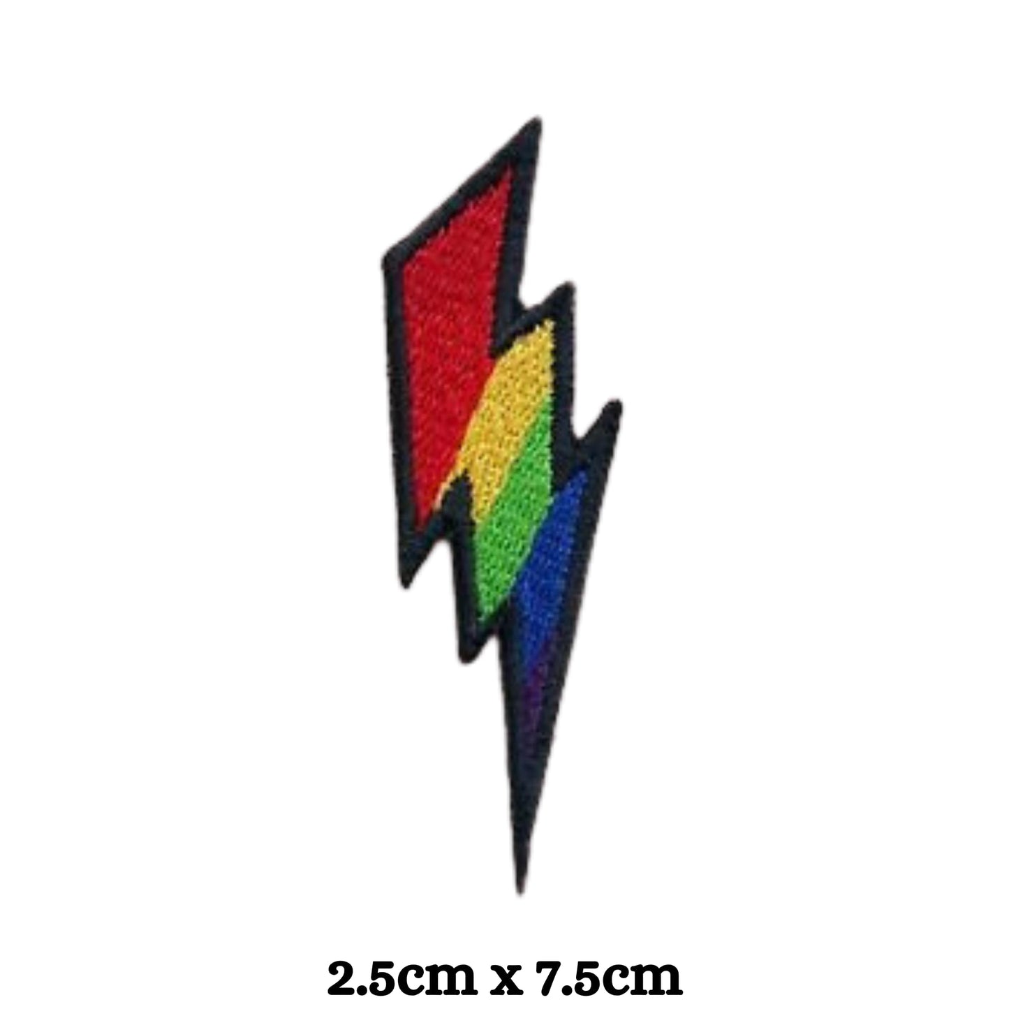 Lightning Bold Symbol Colourful Embroidery Iron-On Patches for Clothing Sew-On Applique for DIY Crafts Denim Jackets Jeans Backpacks