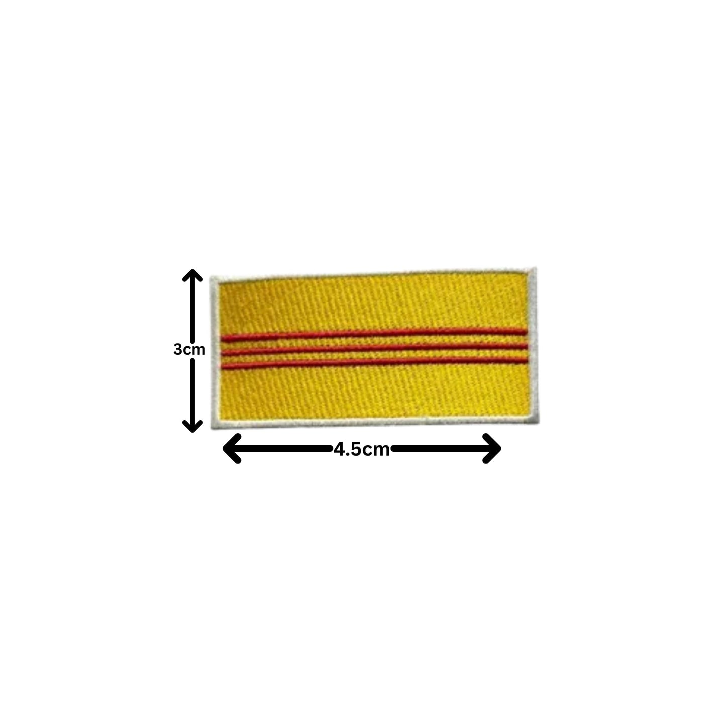 South Vietnam Flag Embroidered Patch Set, Iron-On or Sew-On Applique Badges, Rectangle Shield Round Heart Shapes, for Jackets, Backpacks, Hats, Uniforms and Various Sizes